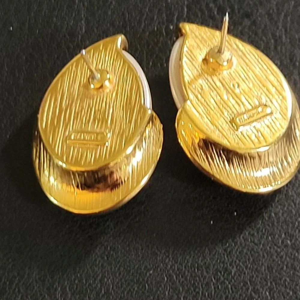 Napier Faux Pearl Teardrop Studs Gold Tone‎ OS EXC